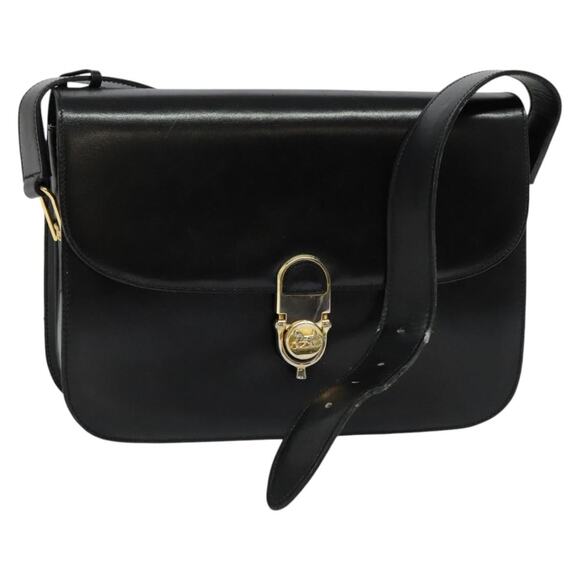 CELINE Shoulder Bag Leather Black Gold - Picture 1 of 13